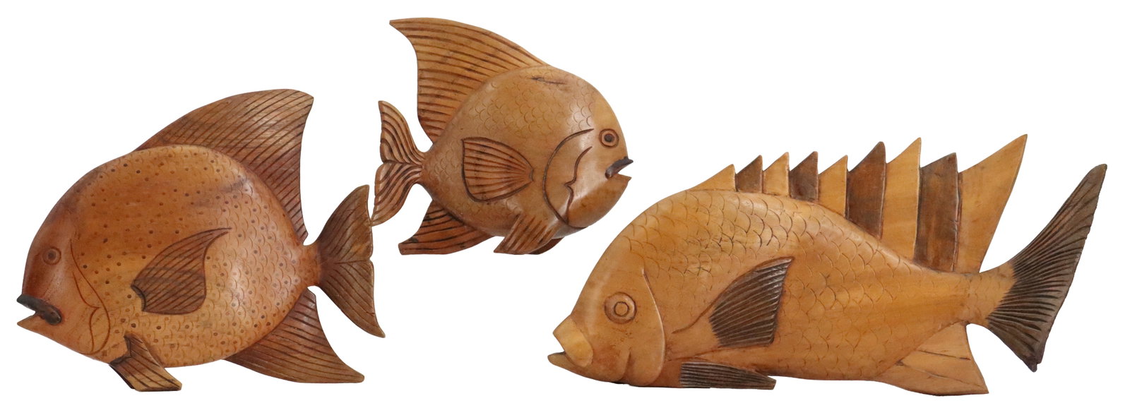 (3) Hand Carved Wooden Fish Sculptures (1 of 20)