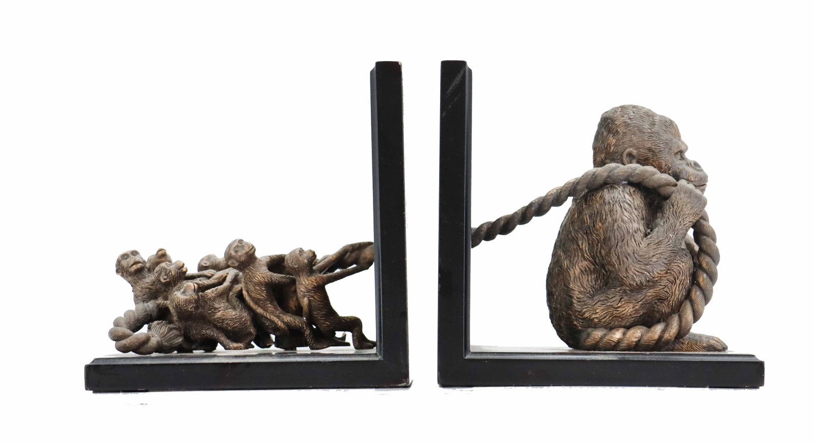 Bombay Company Whimsical Matched Monkey and Gorilla Bronze and Wood Bookends (1 of 13)