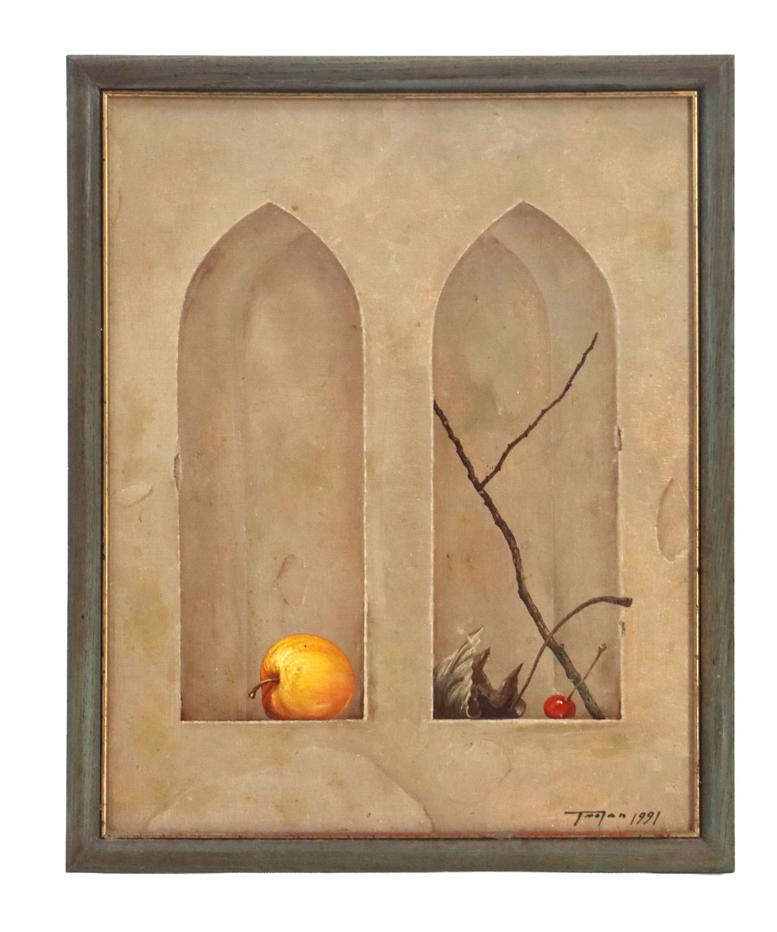 Jan Trojan (Born 1949) Polish, Oil on Canvas: Jan Trojan (Born 1949) Polish, Oil on Canvas. Signed lower right and dated 1991. He studied at the State Higher School of Fine Arts in Lodz Faculty of Fashion and Textile Design. He graduated from