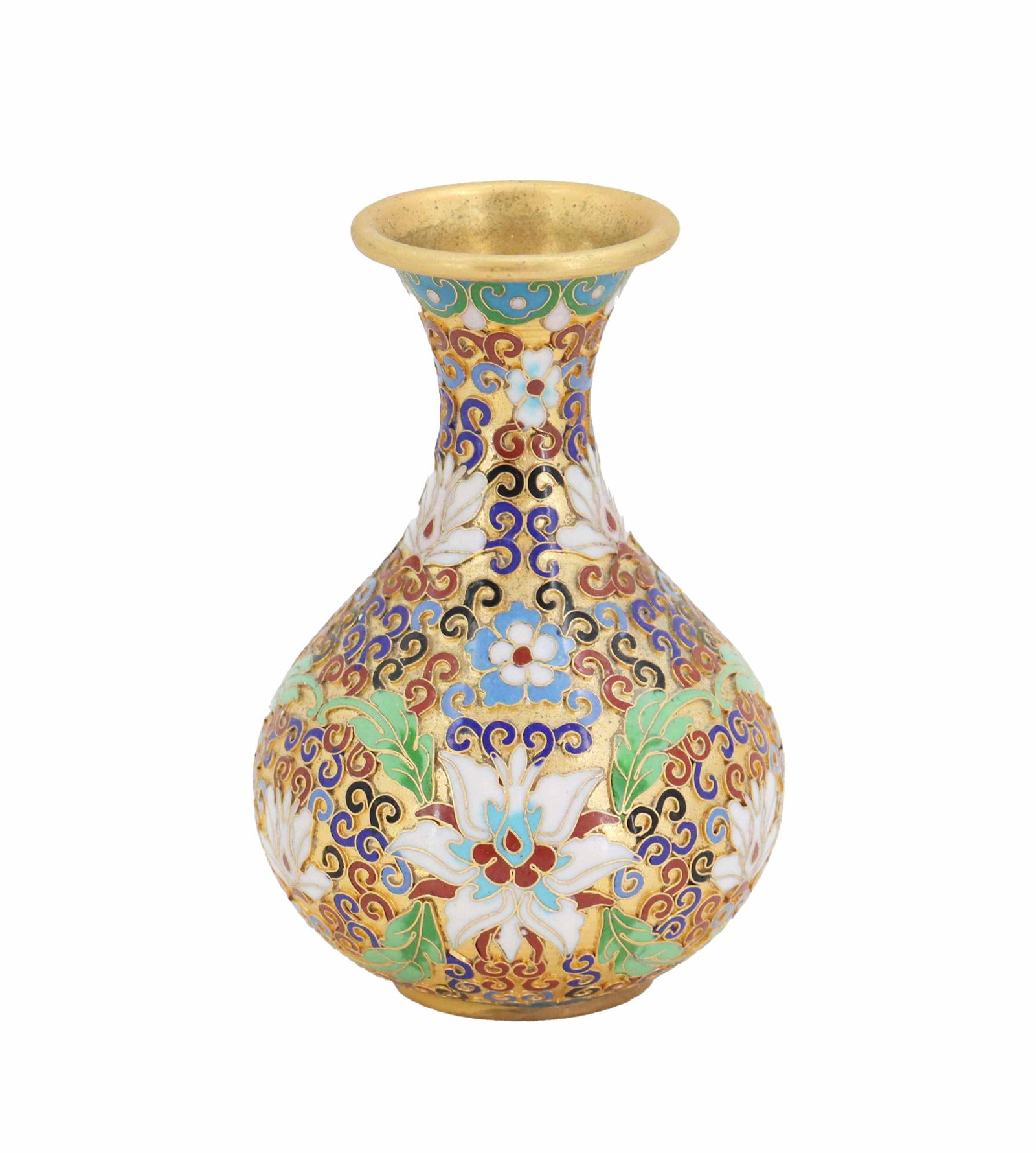 Miniature Chinese Gilt Wire Cloisonne Enameled Vase (1 of 10)
