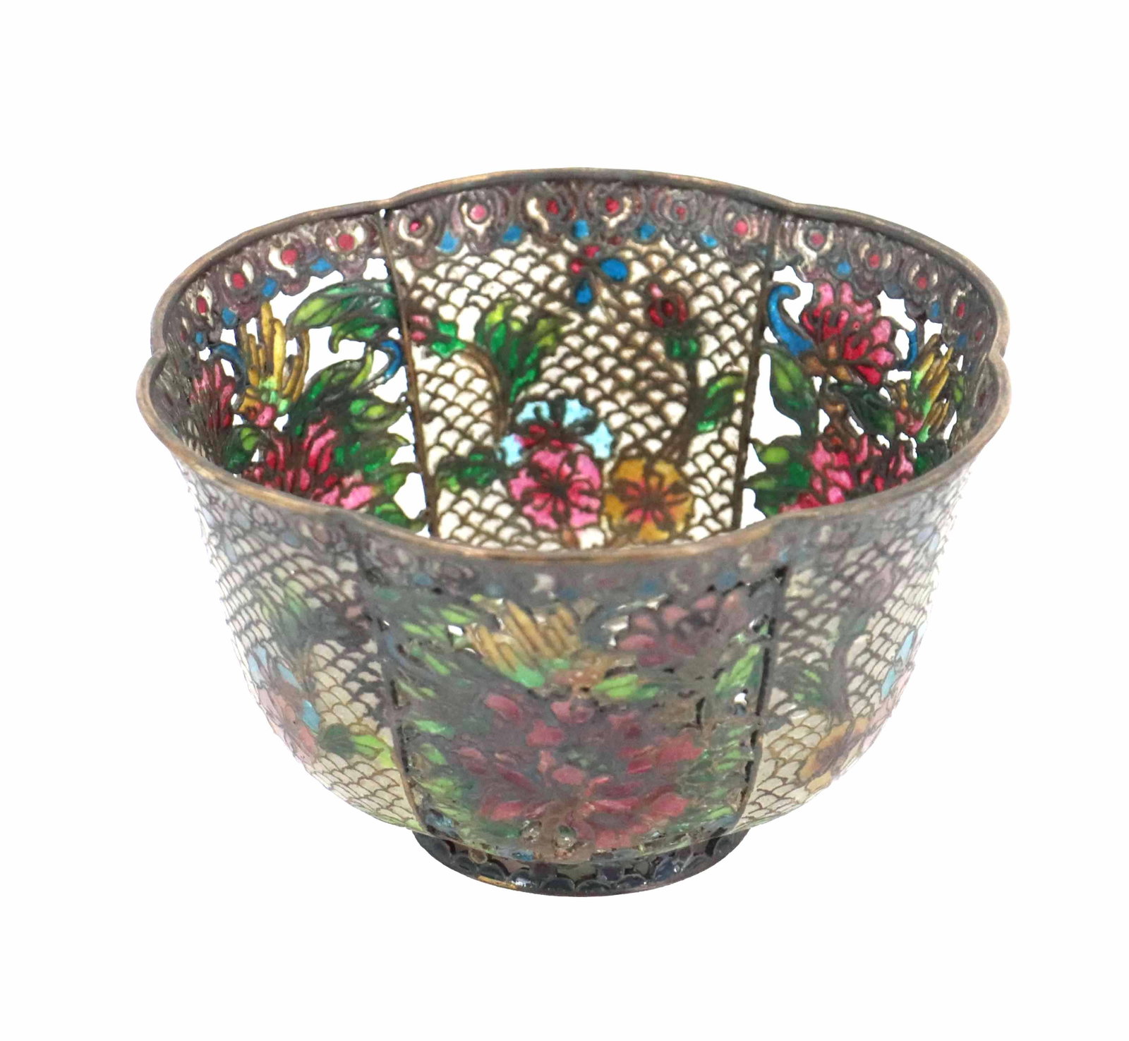 Vintage Chinese Plique-a-Jour Silver Filigree Reticulated Bowl (1 of 11)