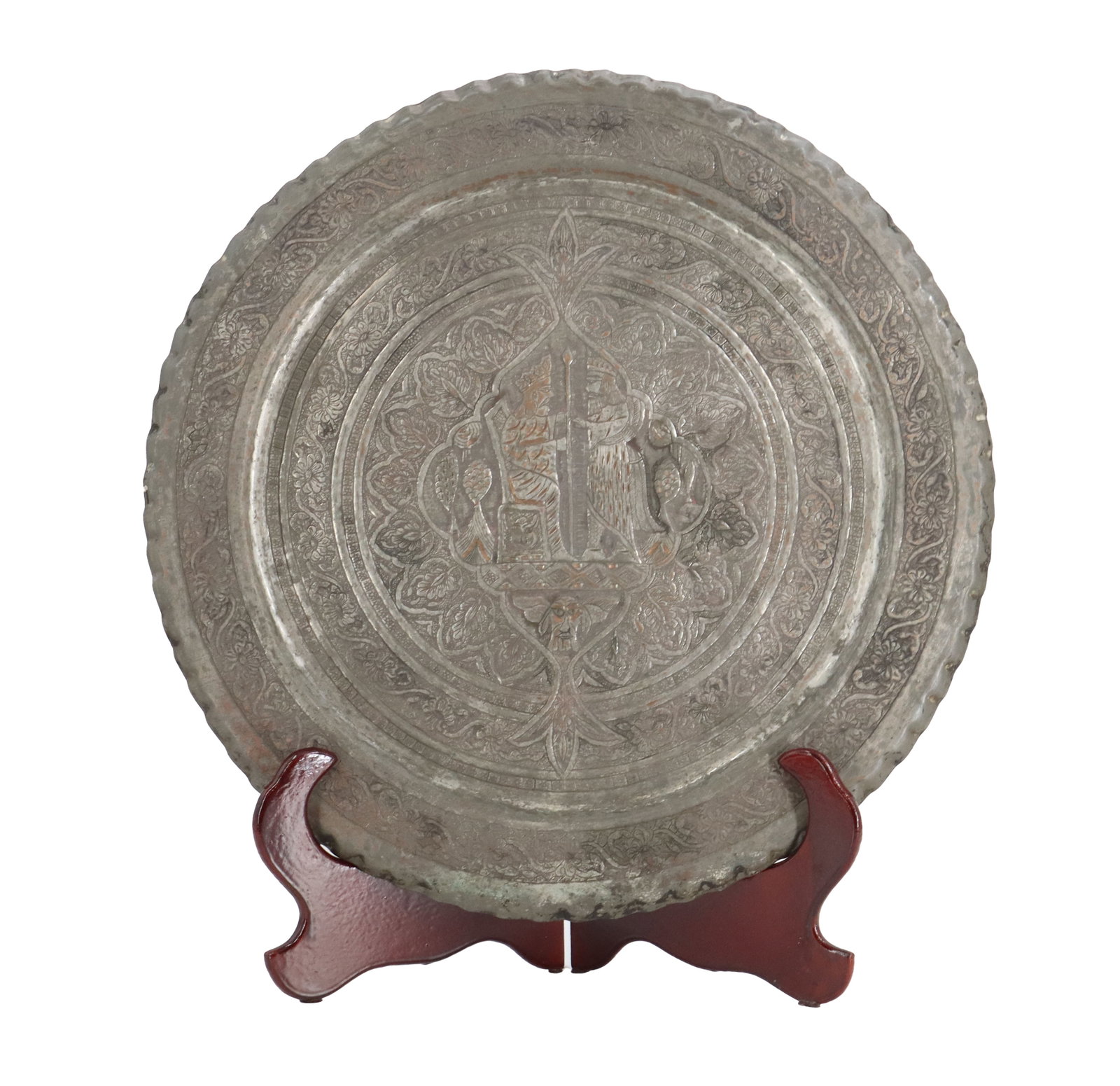 Persian Qalam Zani Hand Engraved Hammered Metal Charger Plate (1 of 12)