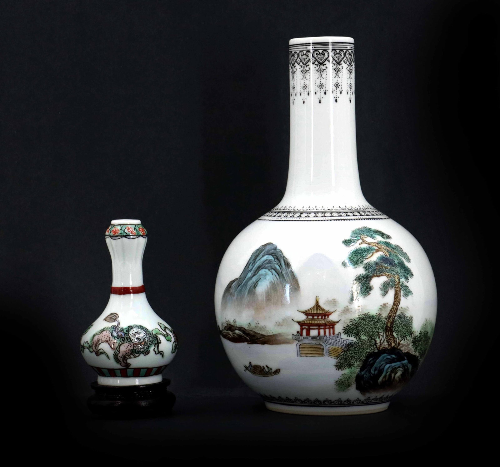 (2) Chinese Hand Painted Porcelain Vases (1 of 15)