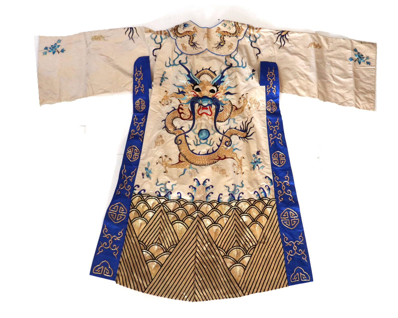 Vintage Late Qing Dynasty Chinese Imperial Gold Embroidered Dragon Kimono (1 of 20)
