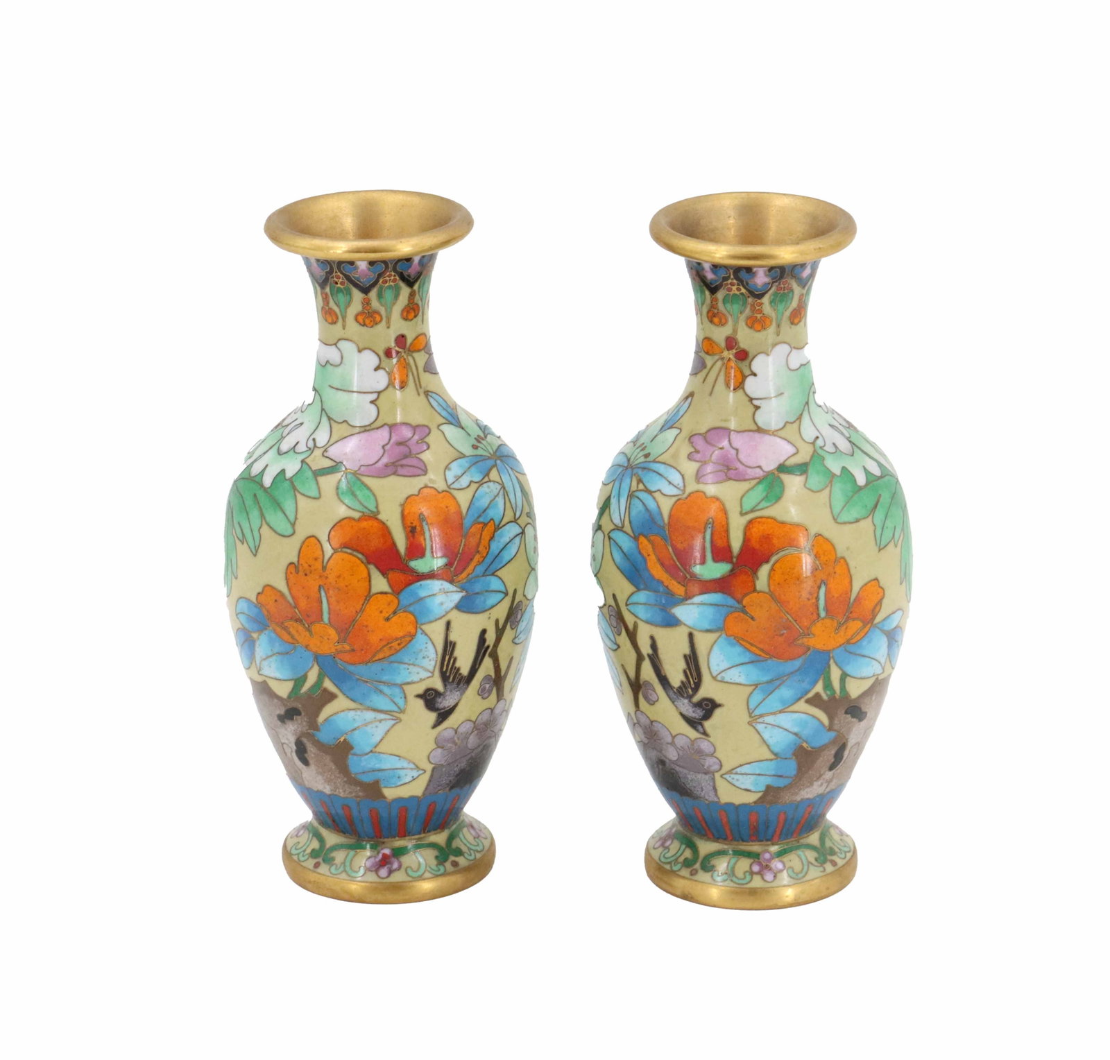 (2) Chinese Cloisonne Gilt Wire Vases (1 of 14)