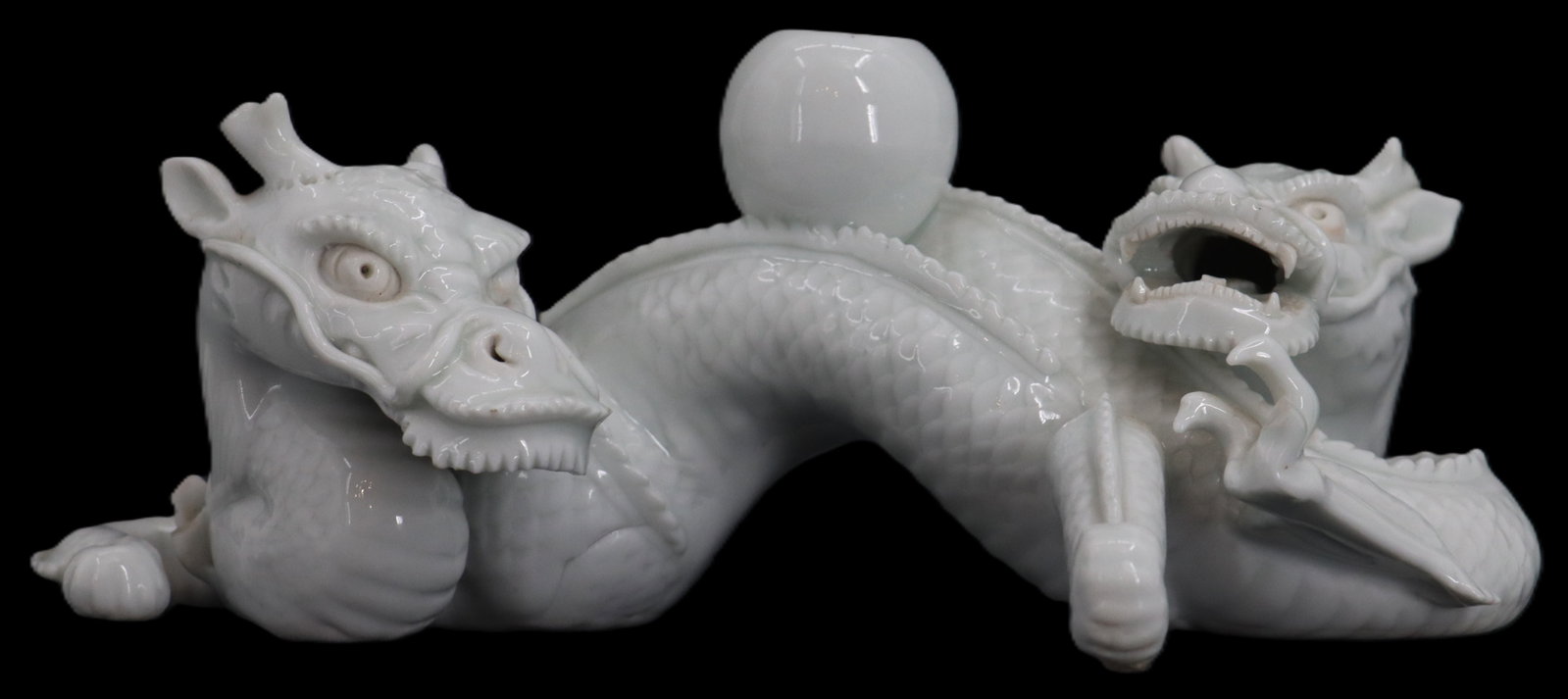 Japanese Arita Porcelain Blanc de Chine Intertwined Dragon Vessel - As Is (1 of 19)