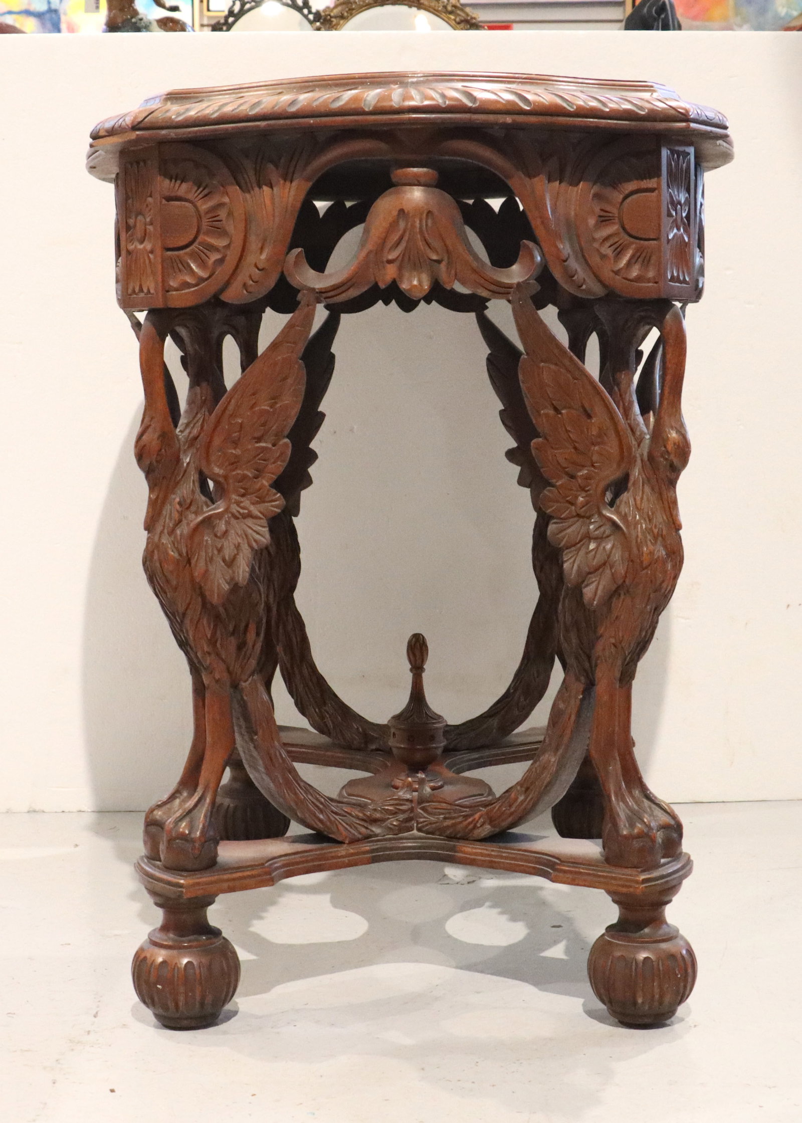 Oval Marble Top Renaissance Style Table - 3