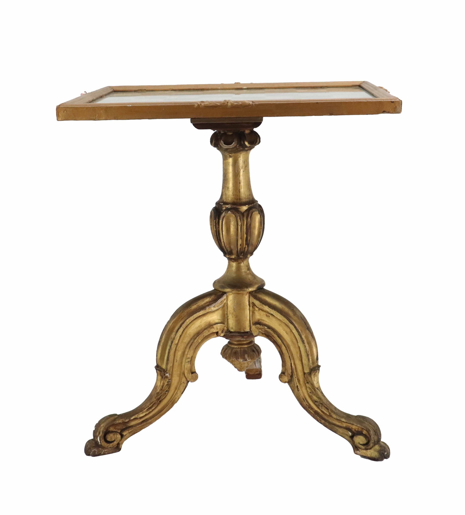 Antique French Game Table with Giltwood Tripod Base and Hand-Painted Ceramic Tiles (1 of 20)