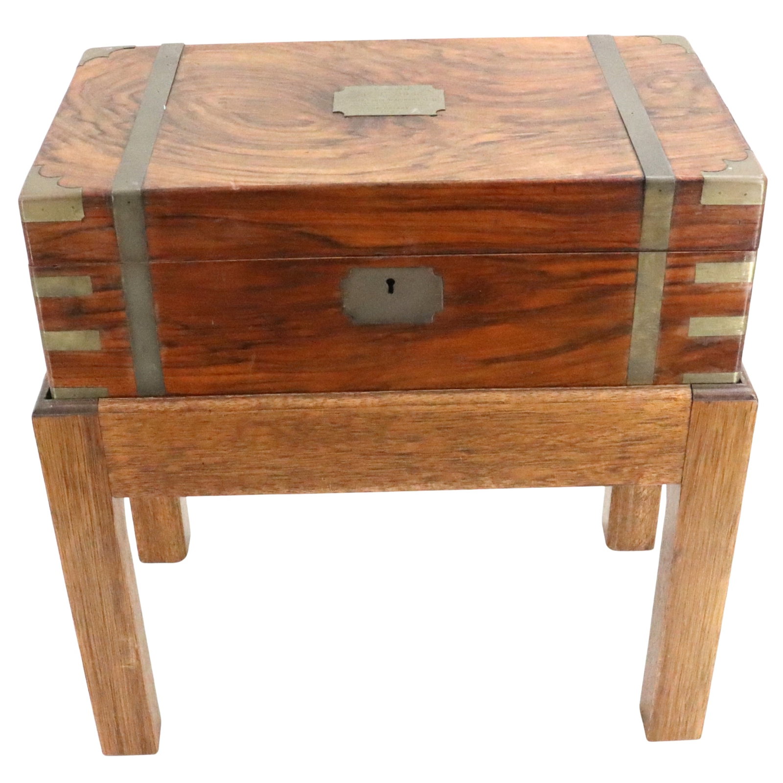 Antique English Commemorative Oldham Lodge Mahogany Lap Desk and Walnut Stand (1 of 20)