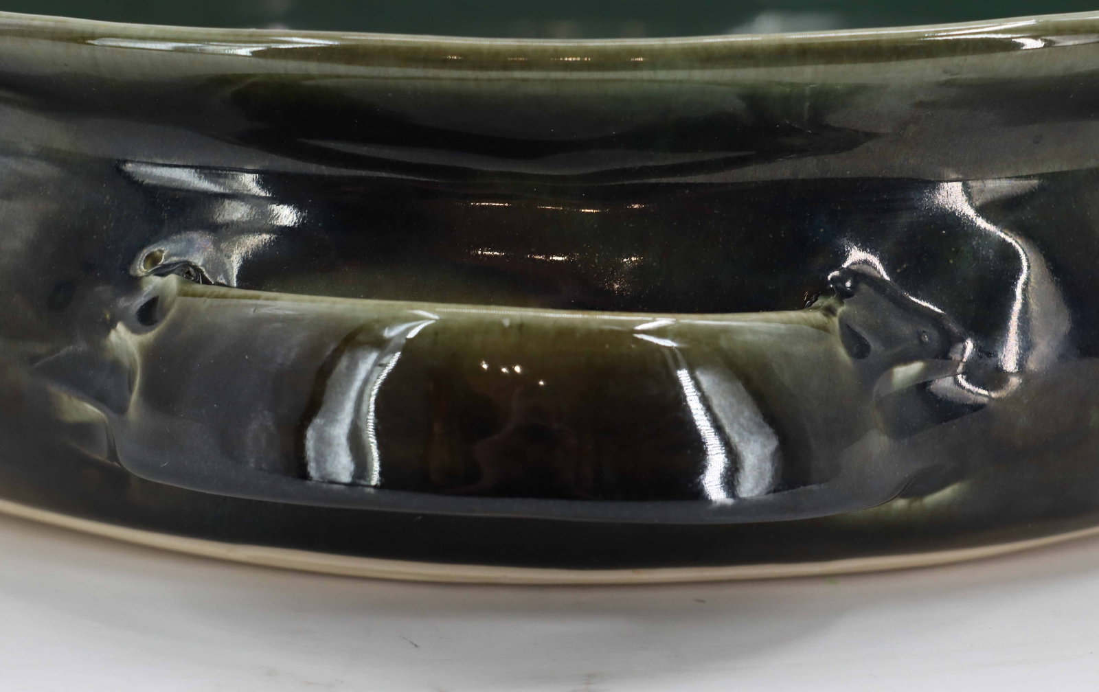 Green Glazed Ceramic Serving Platter - 12