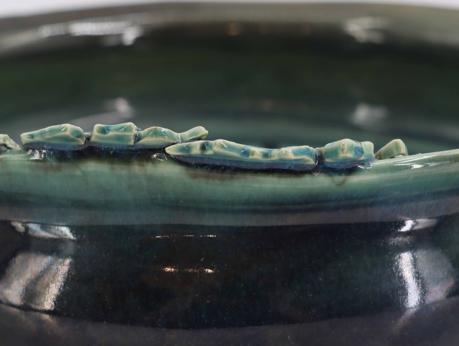 Green Glazed Ceramic Serving Platter - 14