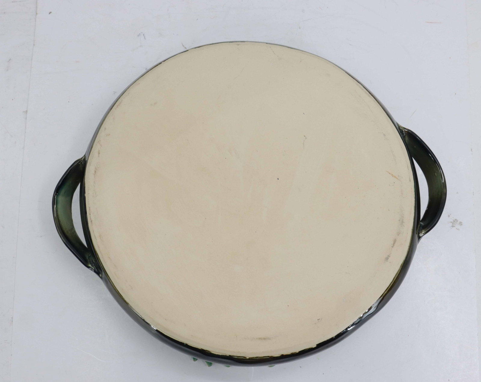 Green Glazed Ceramic Serving Platter - 15