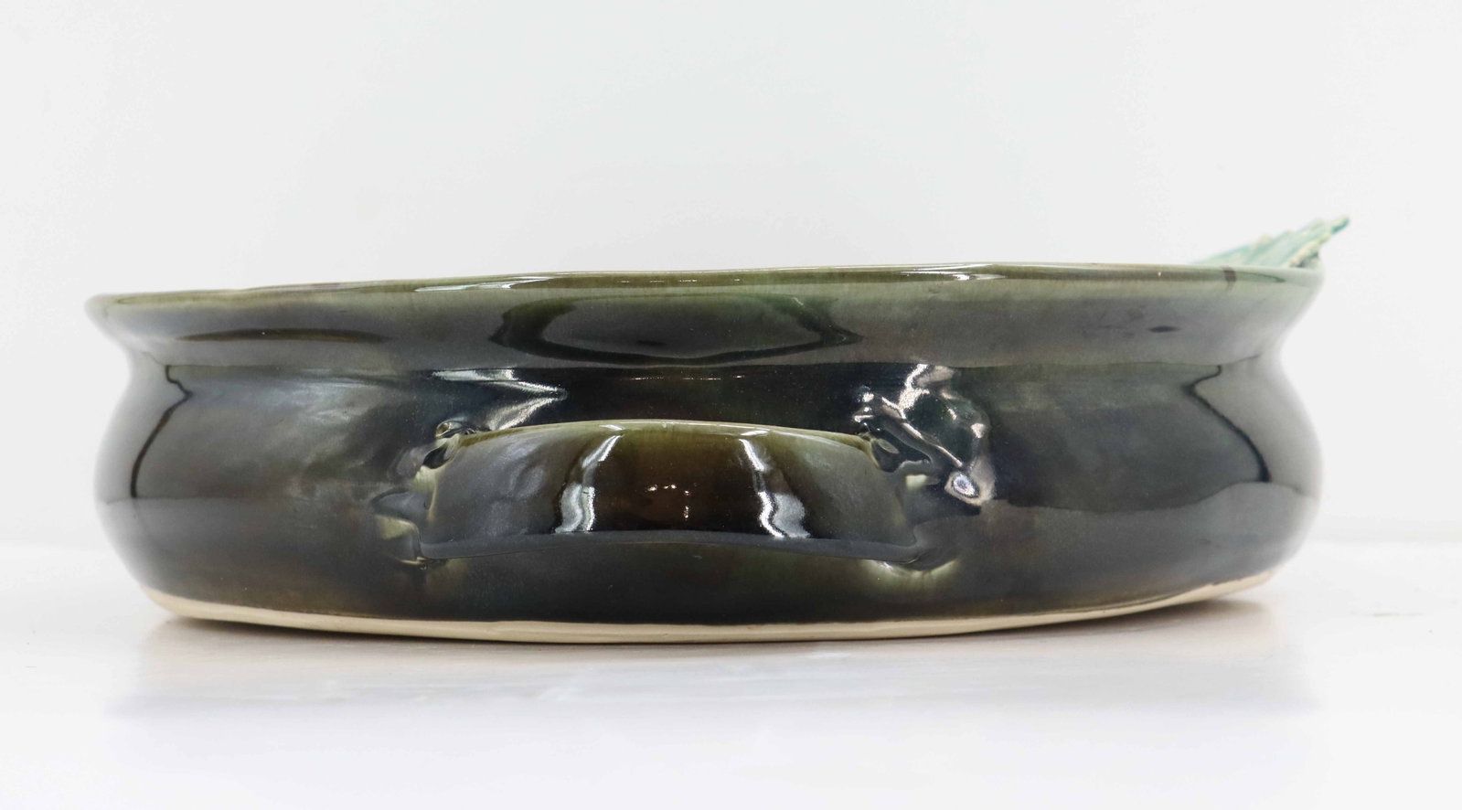 Green Glazed Ceramic Serving Platter - 4