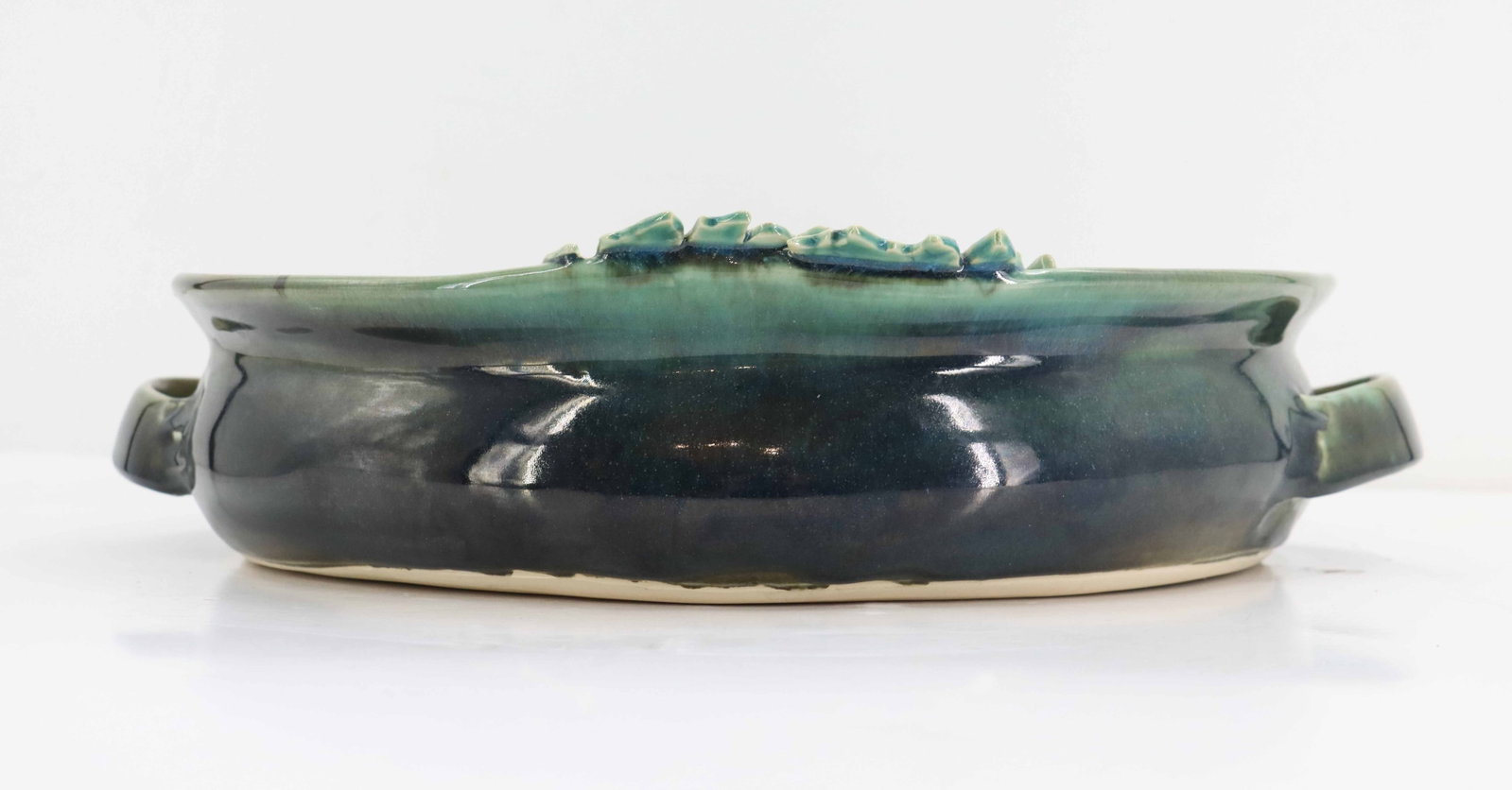 Green Glazed Ceramic Serving Platter - 5