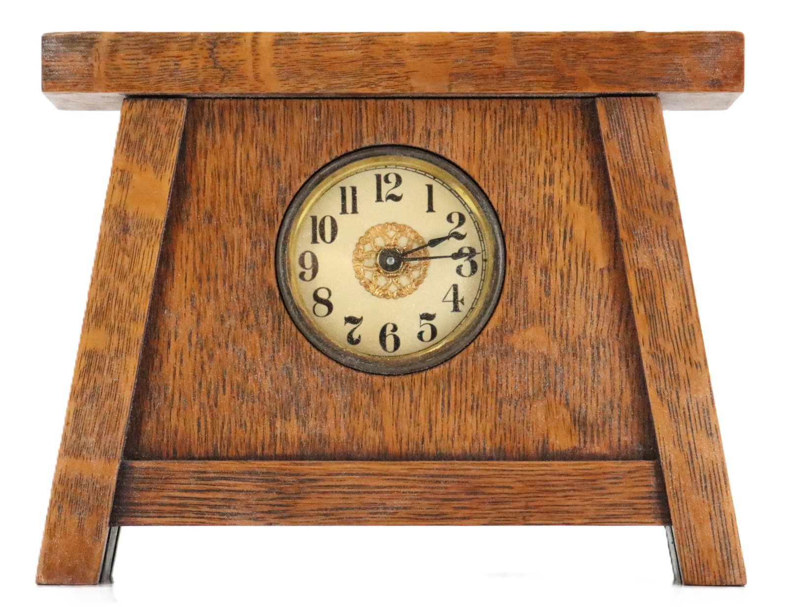 Antique Monitor Clock Works Oak Arts & Crafts Desk Alarm Clock - AS IS (1 of 12)