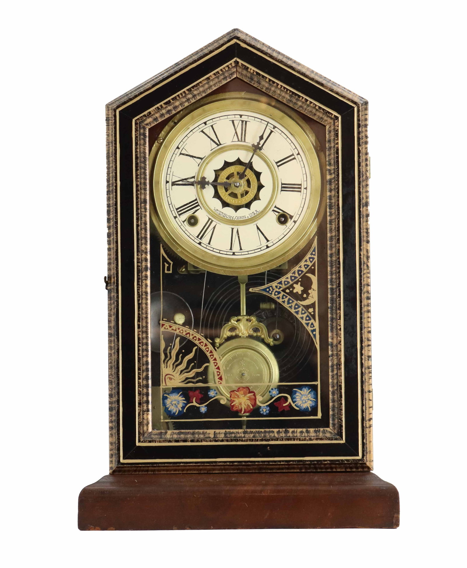 Antique Waterbury Clock Company 8 Day Strike Movement Mantel Clock with Reverse Painting (1 of 20)