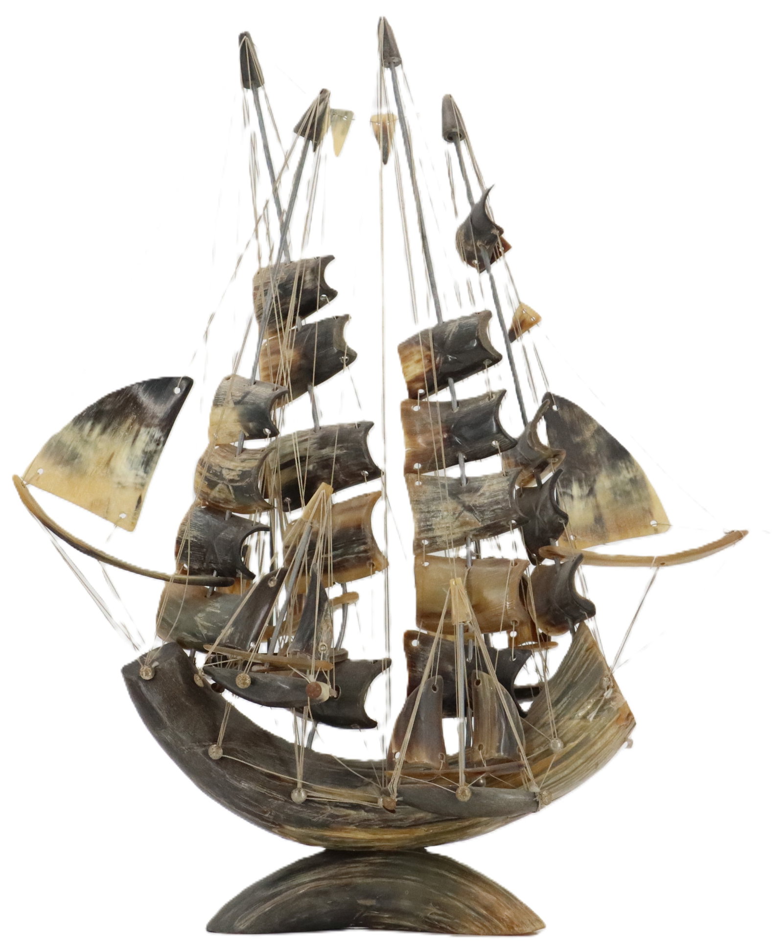 Folk Art Cow Horn and Bone Sailing Ship Model (1 of 16)