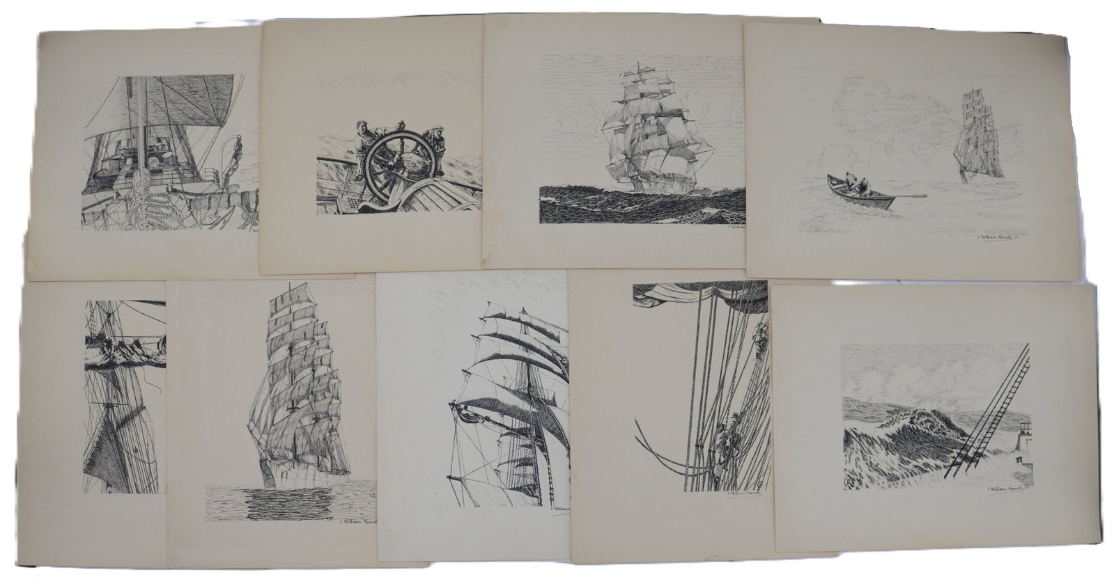 A Collection of Nautical Ink Drawings From the Last Days of the Windjammers (1 of 16)