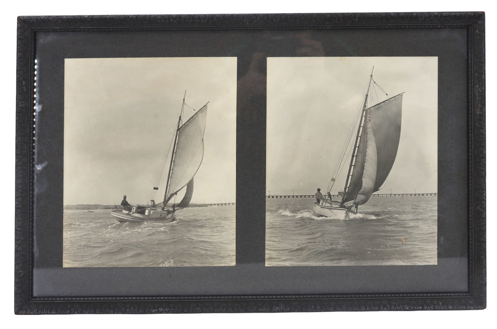 Two Early 1900s Photographs of a San Francisco Bay Wooden Gaff Rigged Sloop (1 of 9)