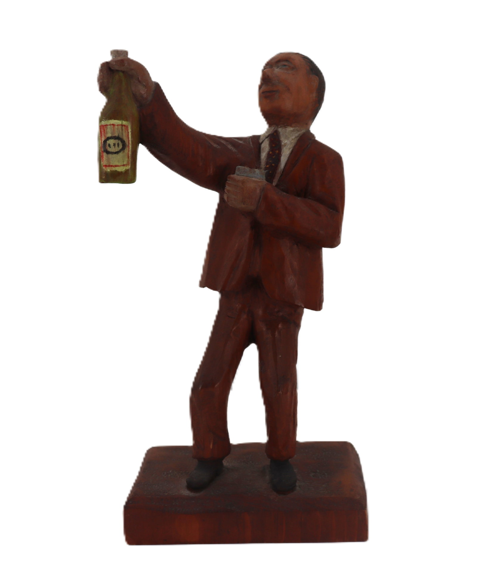 Vintage Hand Carved Wood Advertising Figure of a Salesman: Vintage Hand Carved Wood Advertising Figure of a Salesman. Signed J.H. Brown. Size: 4 x 6 x 11 3/4 in.