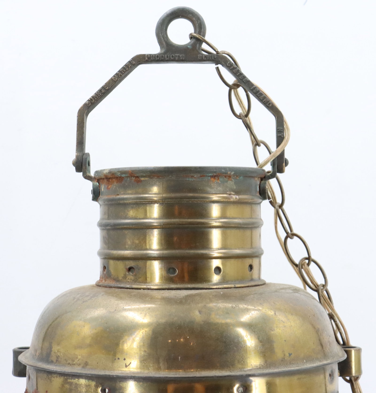 Large Solid Brass Ship's Lamp - 10