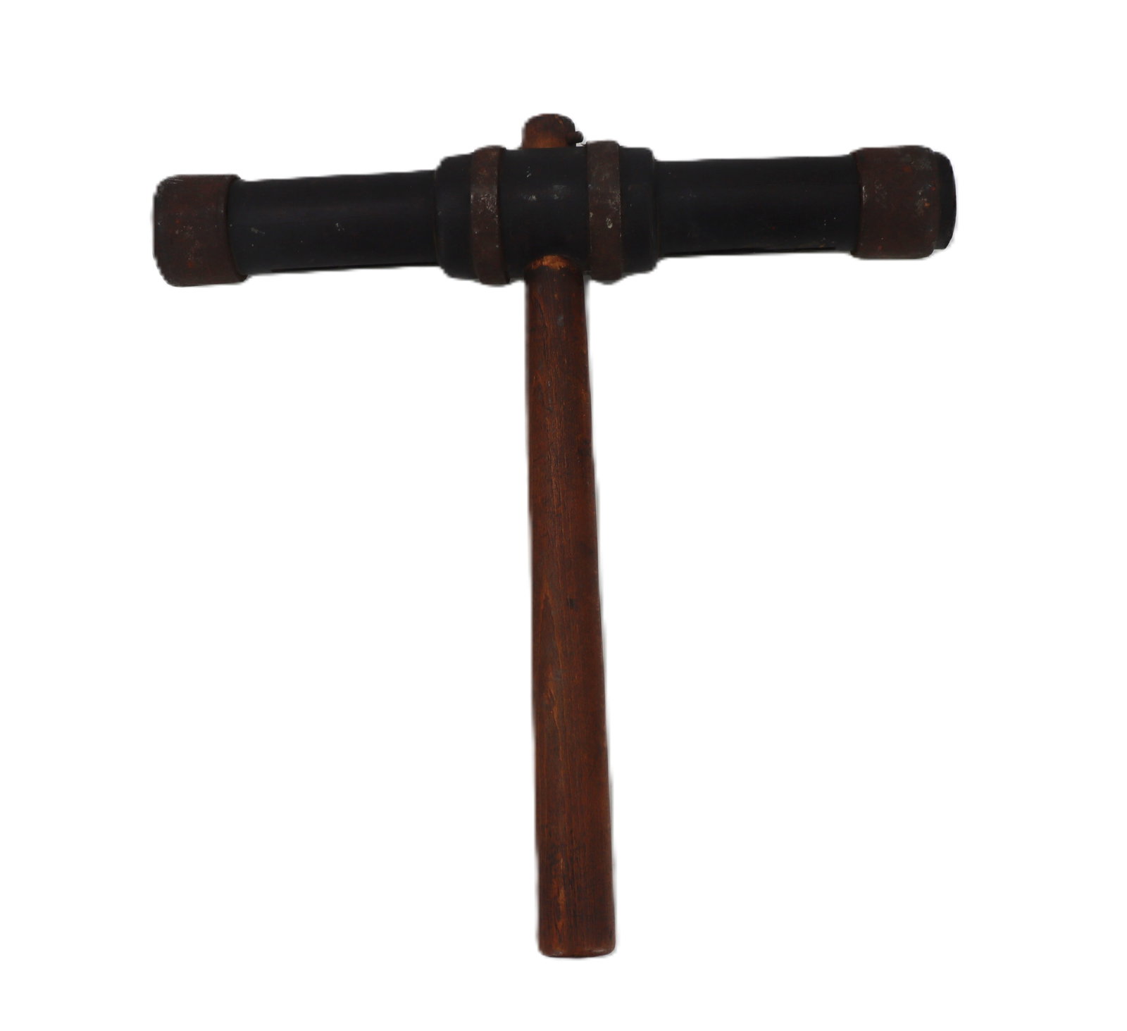 Old Shipwright's Caulking Mallet: Old Shipwright's Caulking Mallet. Wood with iron banding. Size: 2 x 14 3/4 x 15 1/4 in.