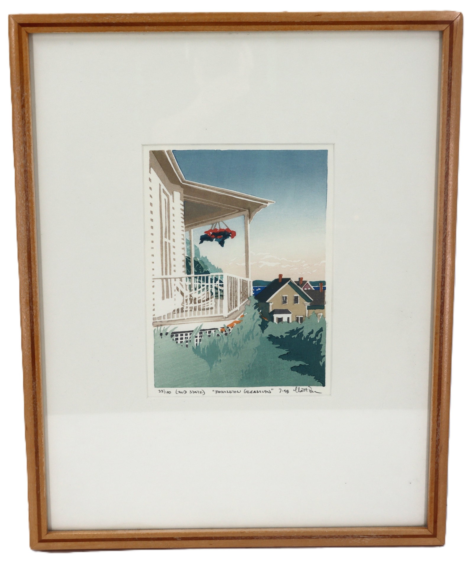 Matt Brown (Born 1958) American, Color Woodblock Print, "Stonington Geraniums" (1 of 9)
