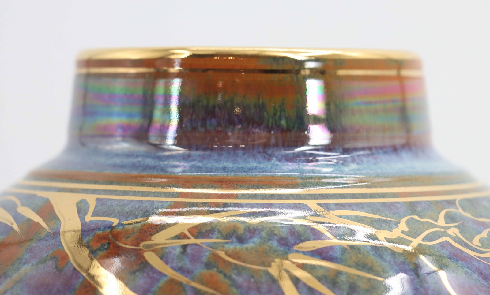 Signed Iridescent Glazed Ceramic Vase - 10