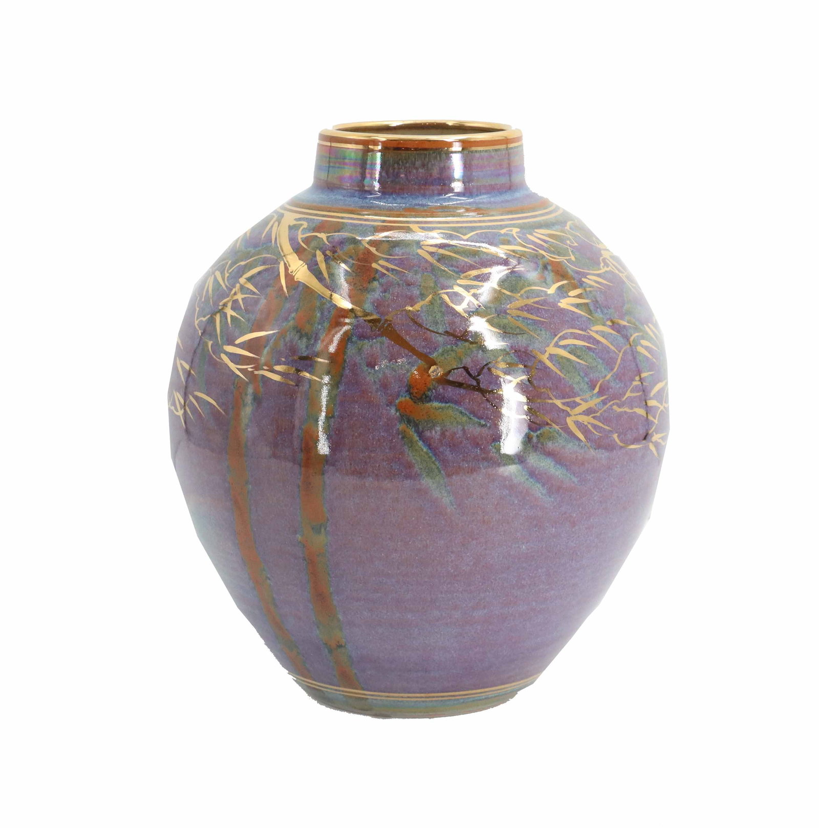 Signed Iridescent Glazed Ceramic Vase (1 of 18)