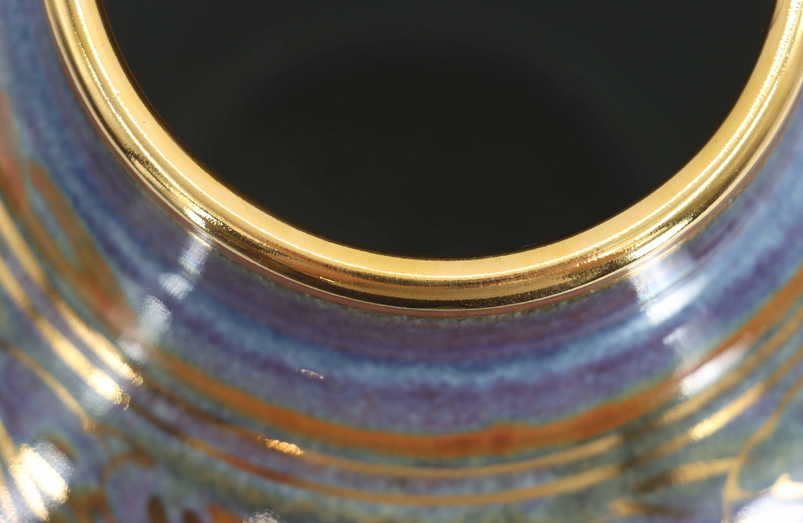 Signed Iridescent Glazed Ceramic Vase - 9