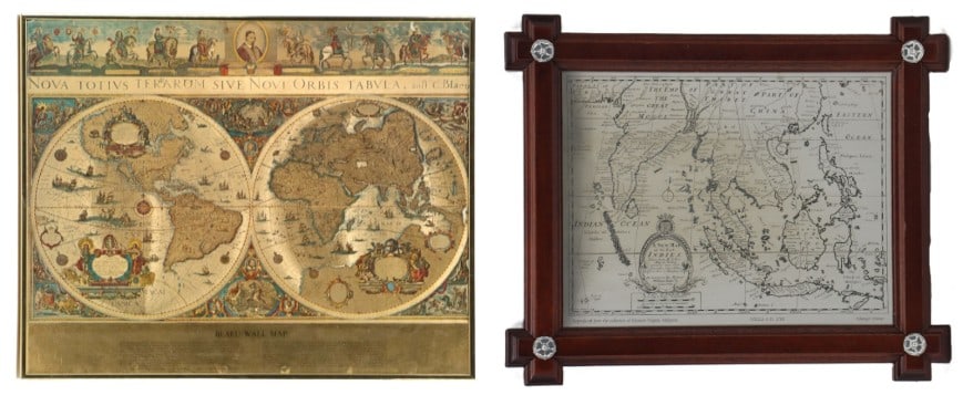(2) Framed Antique and Stylized World Maps (1 of 20)