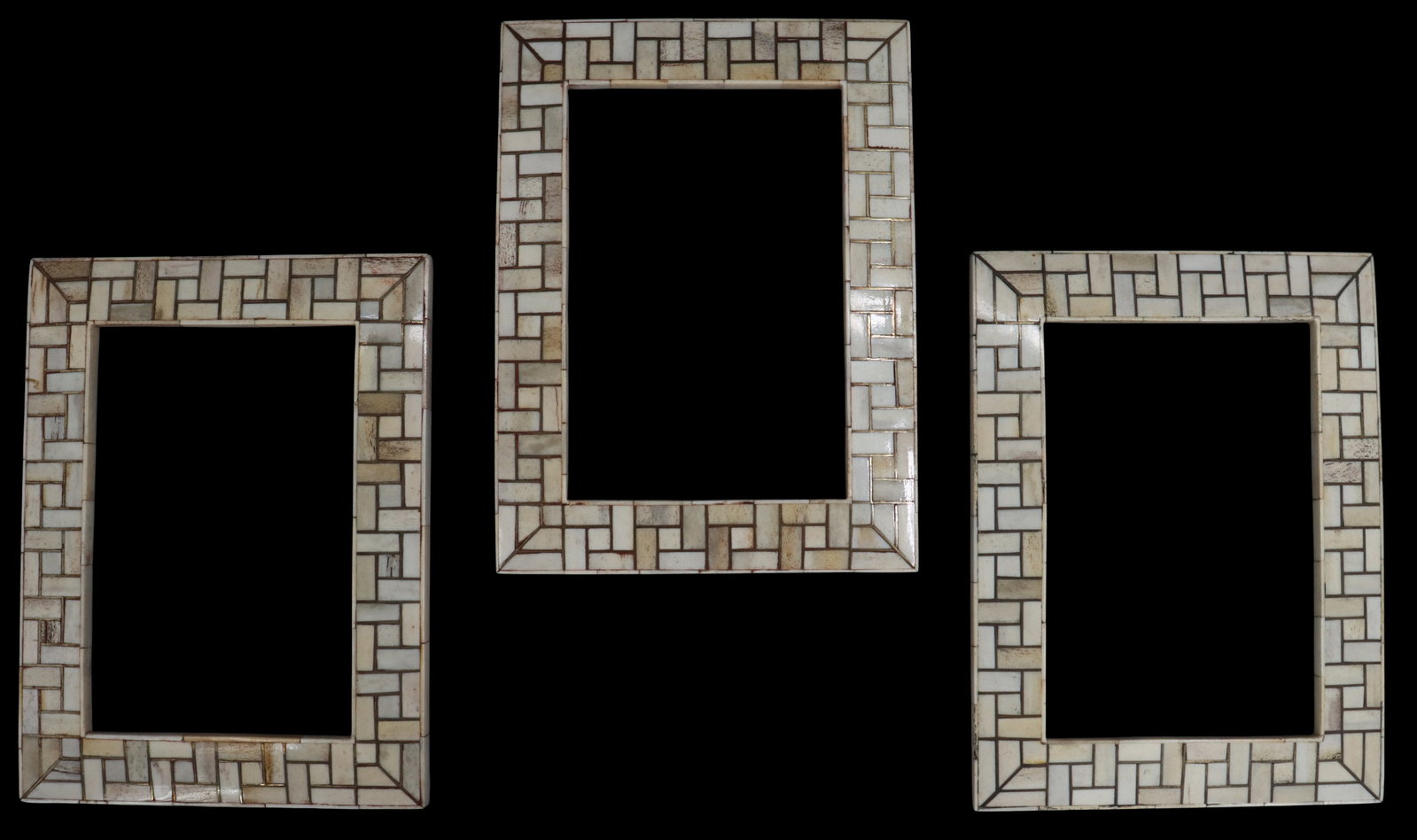 (3) Matching Indian Bone Inlaid Rectangular Mosaic Picture Frames (1 of 15)