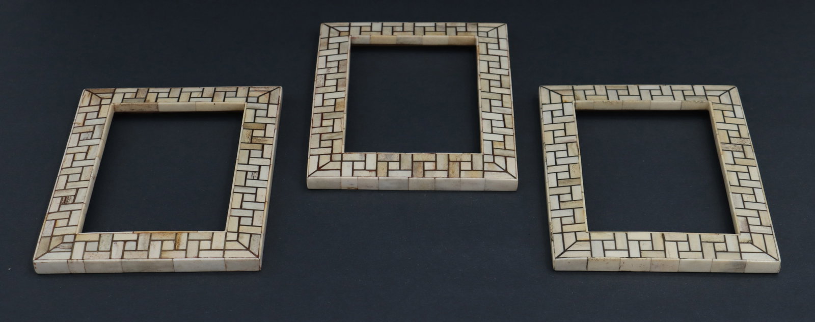 (3) Matching Indian Bone Inlaid Rectangular Mosaic Picture Frames - 2