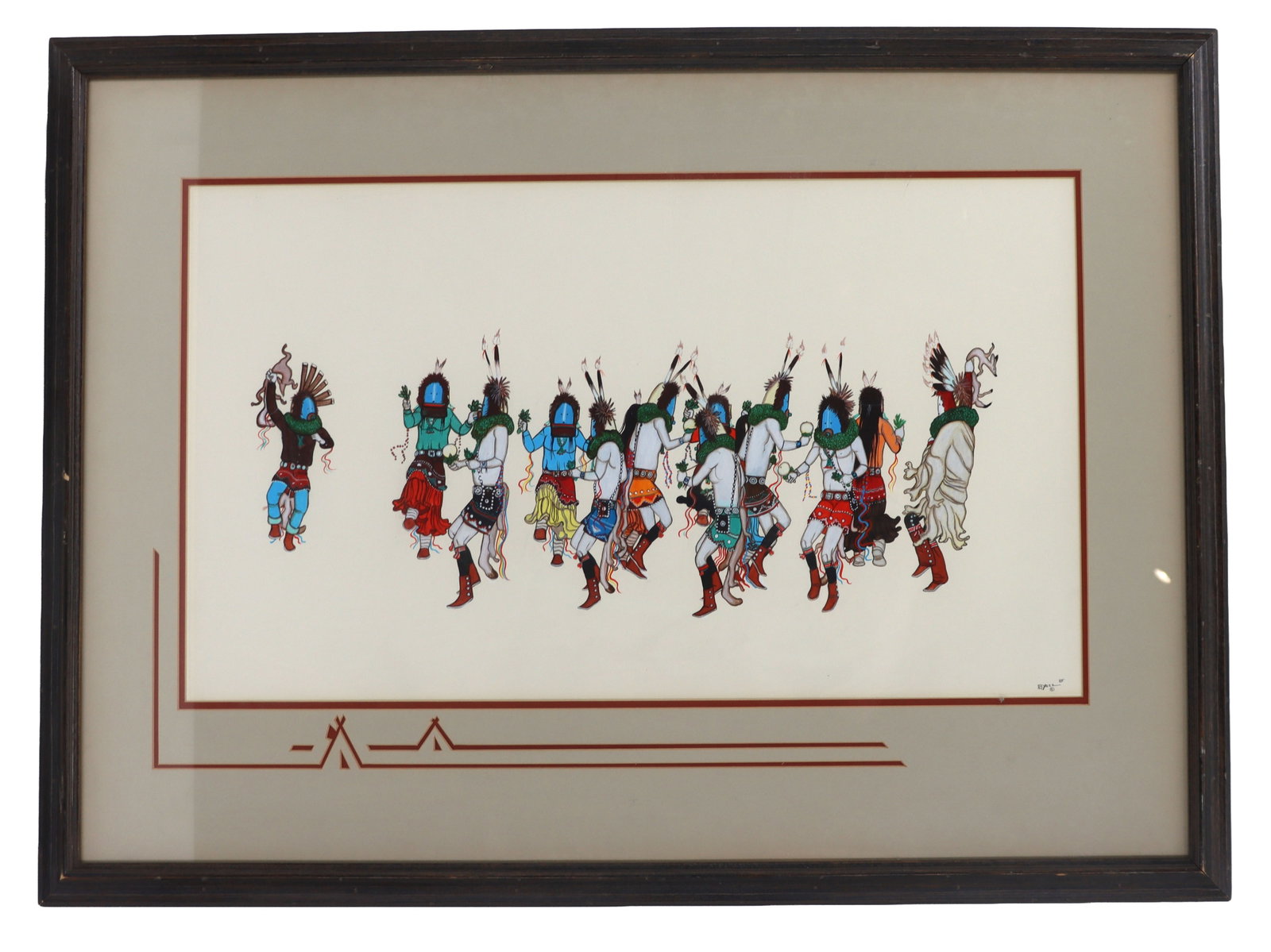 Beatien Yazz (Little No Shirt) (1929-2012) Native American, Watercolor and Gouache on Paperboard, "N (1 of 12)