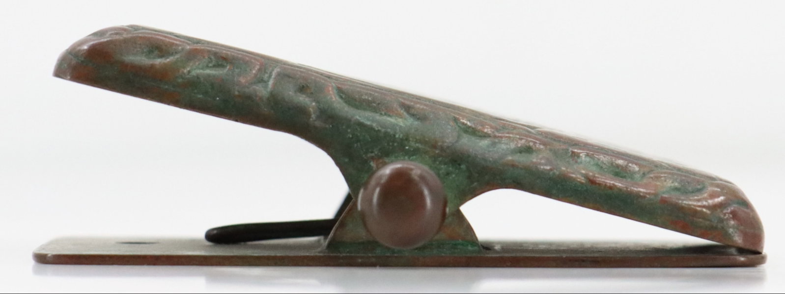 Tiffany Studios Cast Bronze Large Clip: Tiffany Studios Cast Bronze Large Clip. Early 20th Century (approx. 1902–1915). Zodiac pattern. The top of the spring-loaded pivoting clip is decorated with an intricate stylized Celtic interlocking