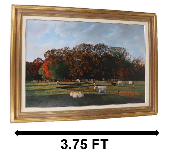 Timothy Barr (Born 1957) American, Oil on Canvas Landscape with Cows "Plede's Oaks" (1 of 12)