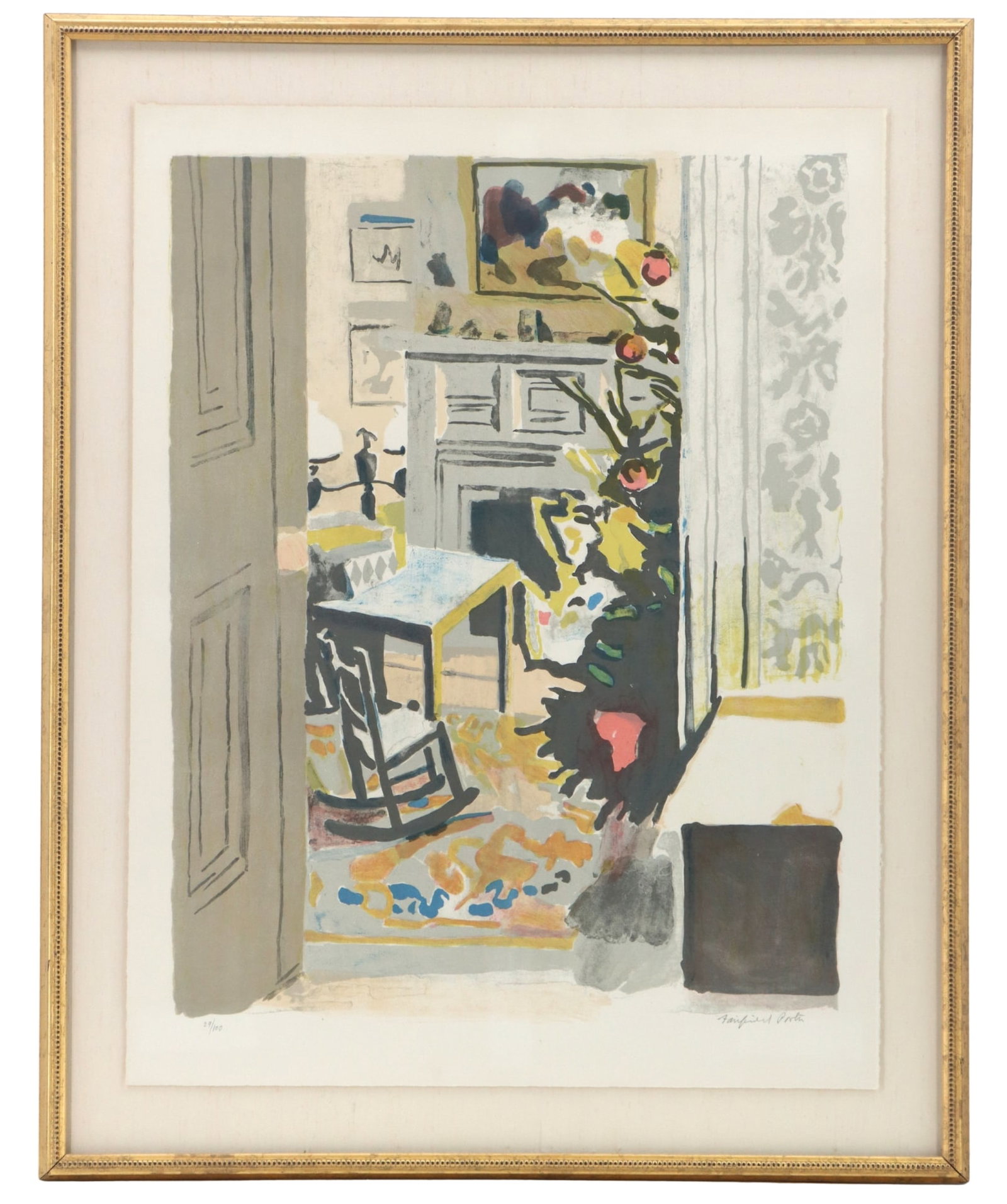 Fairfield Porter (1907-1975) American, 1971 Lithograph in Colors, "The Christmas Tree" (1 of 8)