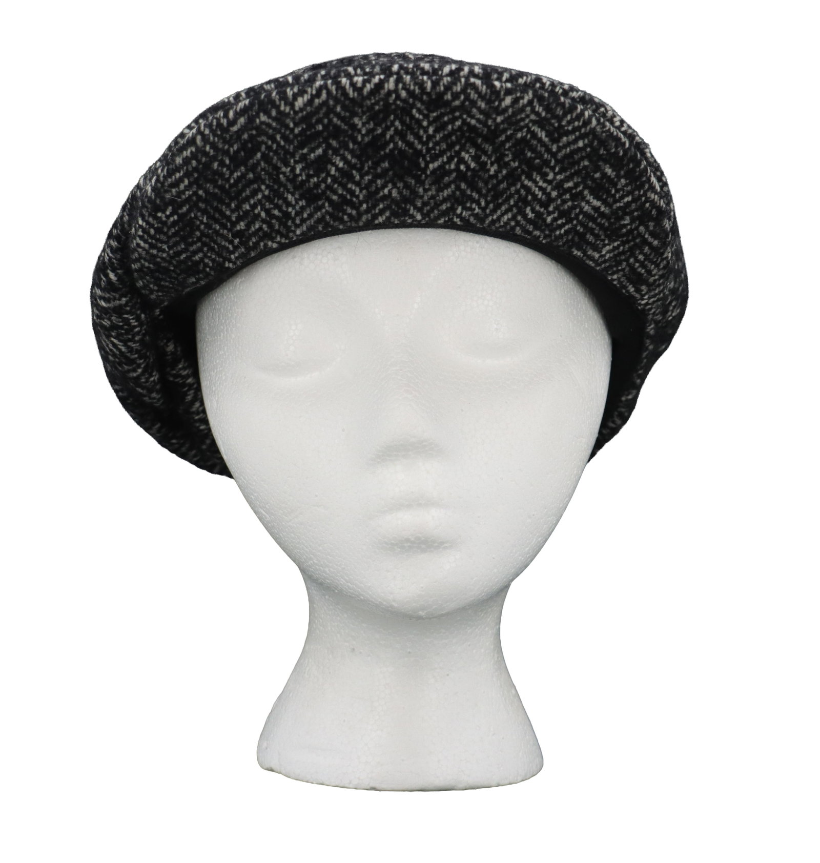 Burberry Prorsum Women's Runway Tweed Peak Cap: Burberry Prorsum Women's Runway Tweed Peak Cap. Heavy black and white wool blend tweed fabric. From the Autumn/Winter 2012 Collection (labeled as "WOMENS RUNWAY AW12"). Size: 