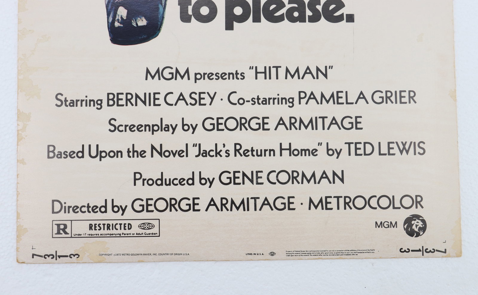 1970s "Hit Man" Insert Poster - 7