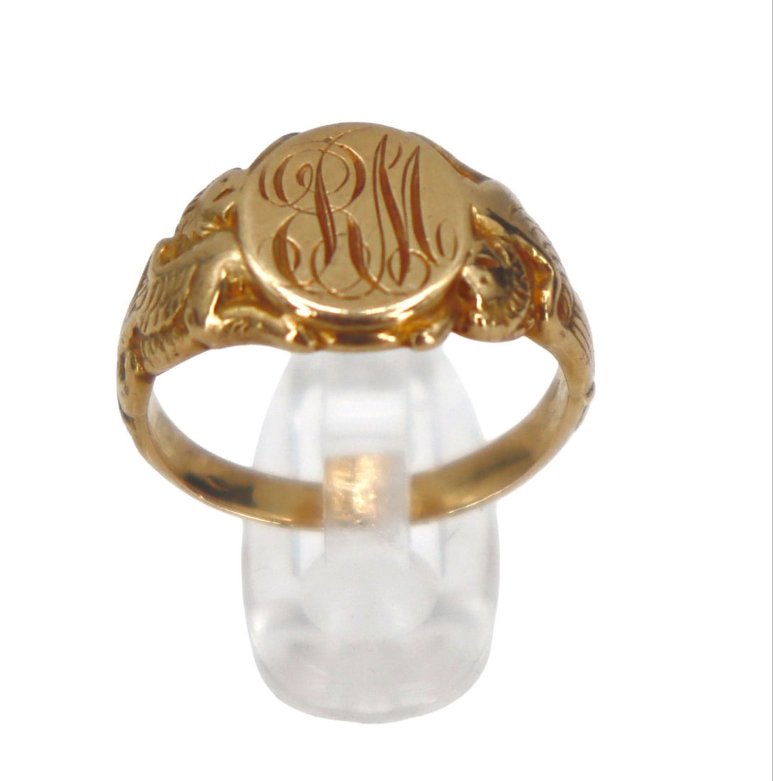 Marked 14k Gold Engraved Ring - RS 4 - 4 G. (1 of 10)