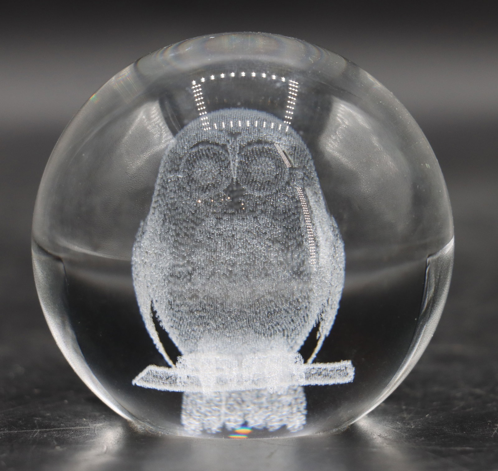 (2) Crystal Owl Paperweights - 12