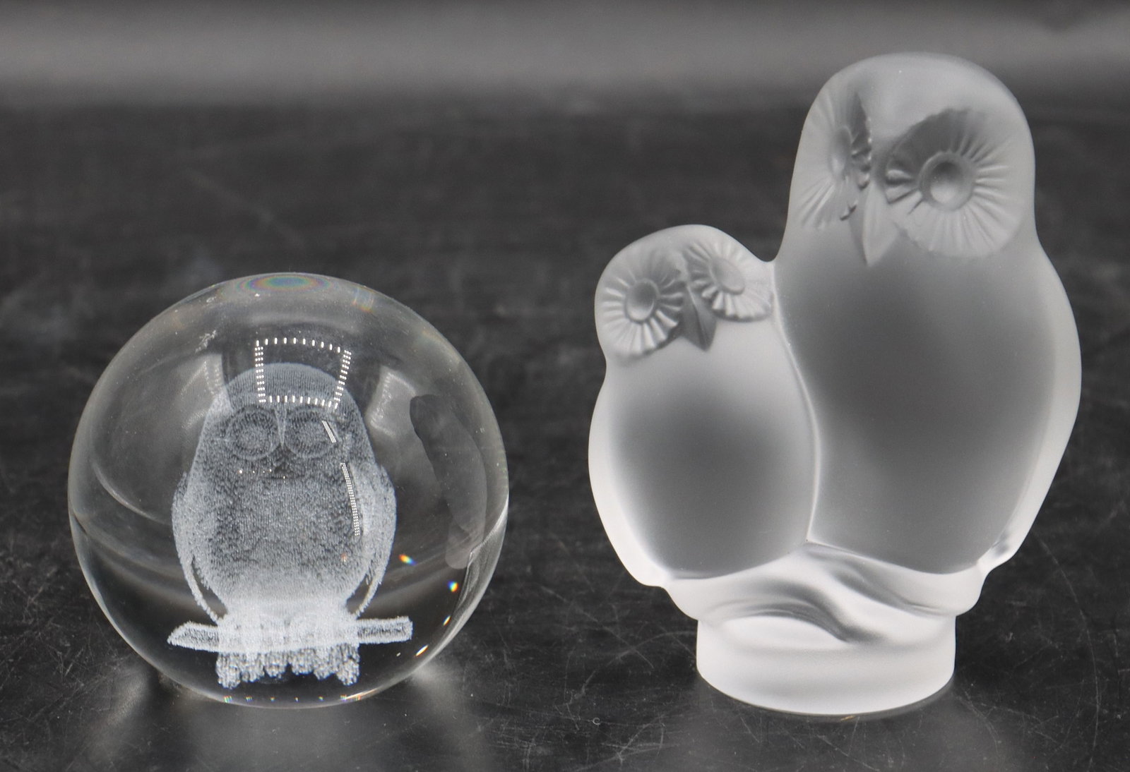 (2) Crystal Owl Paperweights - 3