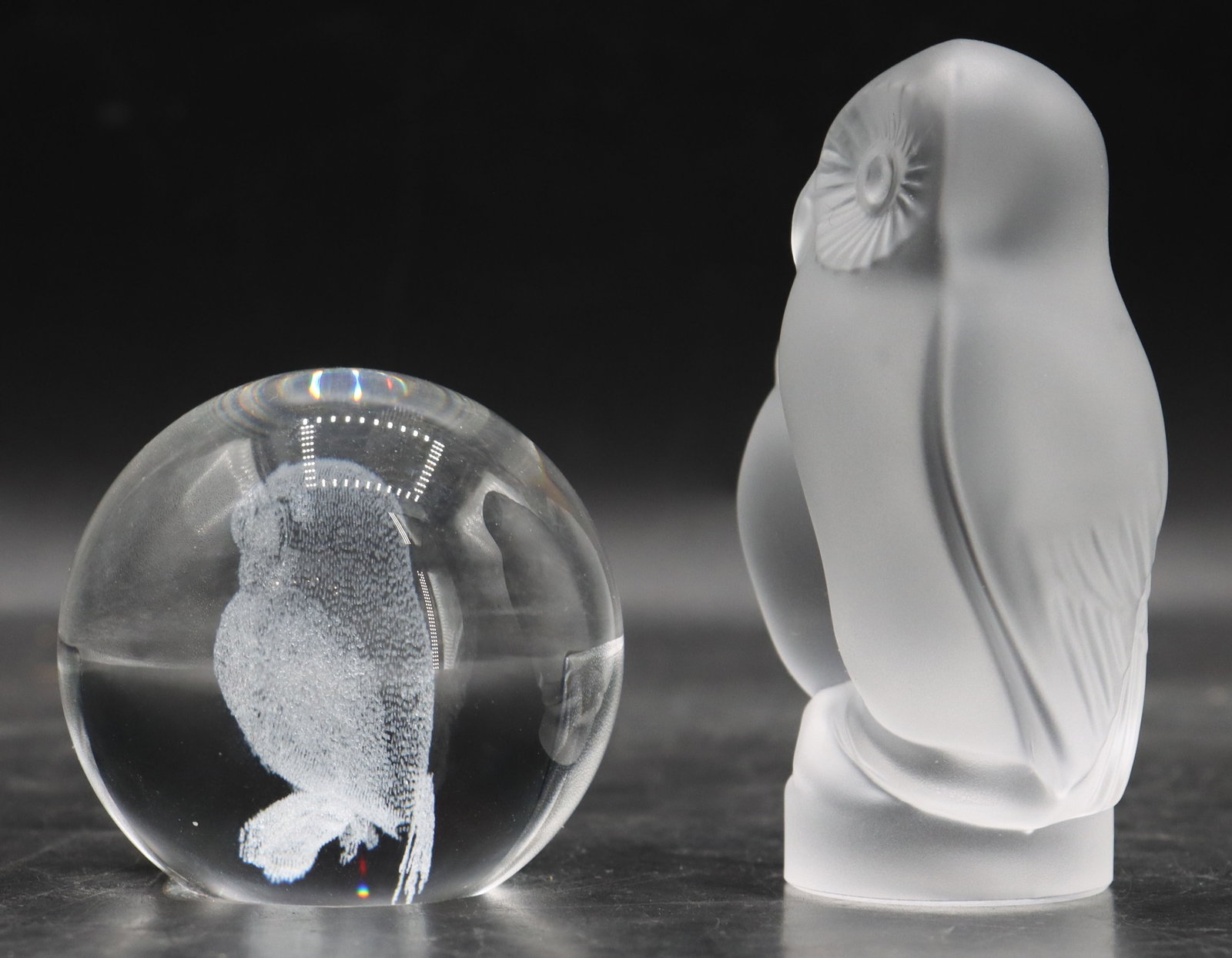 (2) Crystal Owl Paperweights - 6