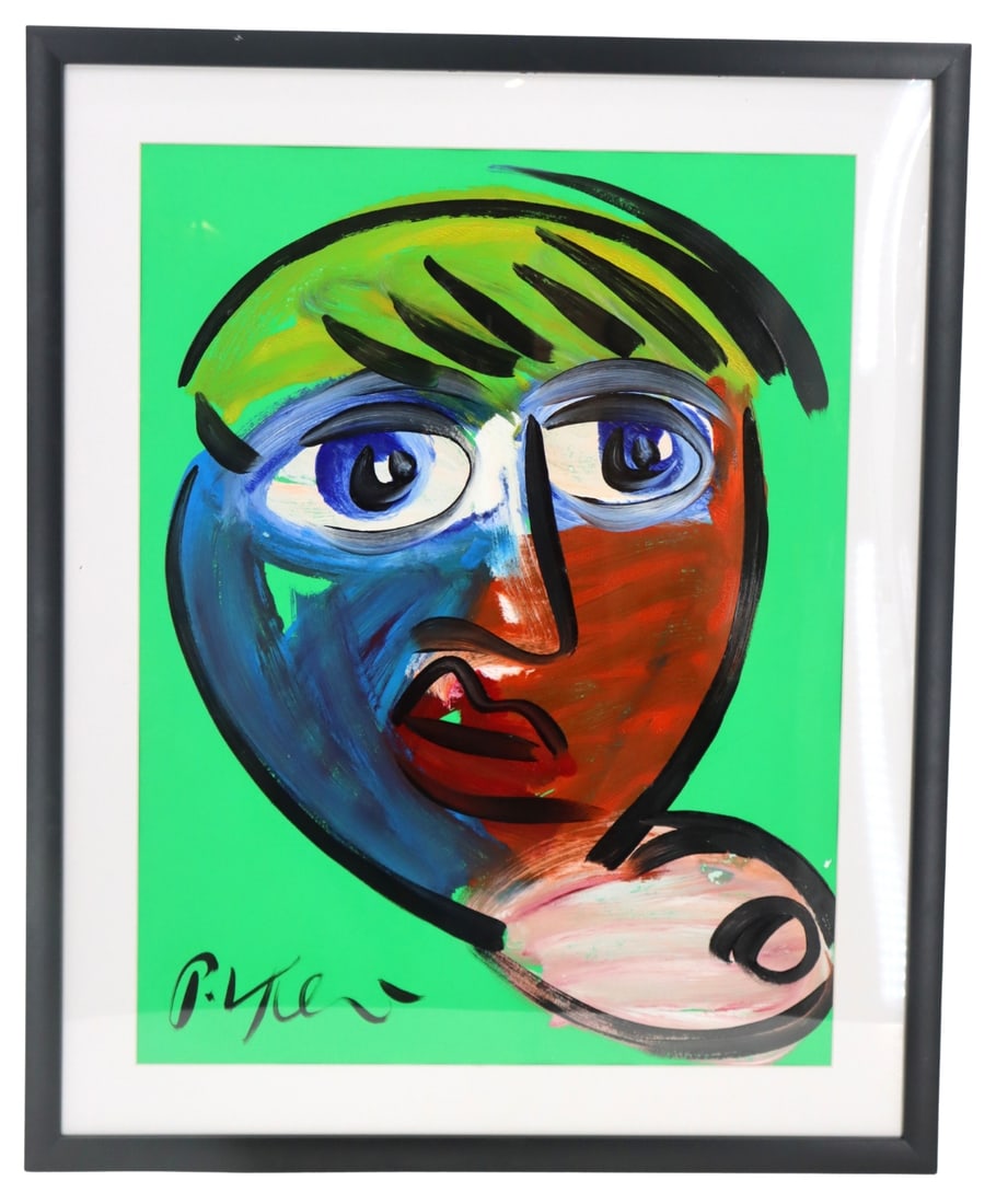 Peter Robert Keil (Born 1942) German, Acrylic on Canvas Paper: Peter Robert Keil (Born 1942) German, Acrylic on Canvas Paper. An abstract face and breast. Signed bottom right. Overall Size: 32 x 26 1/2 in. Sight Size: 25 1/2 x 19 in. Born in 194