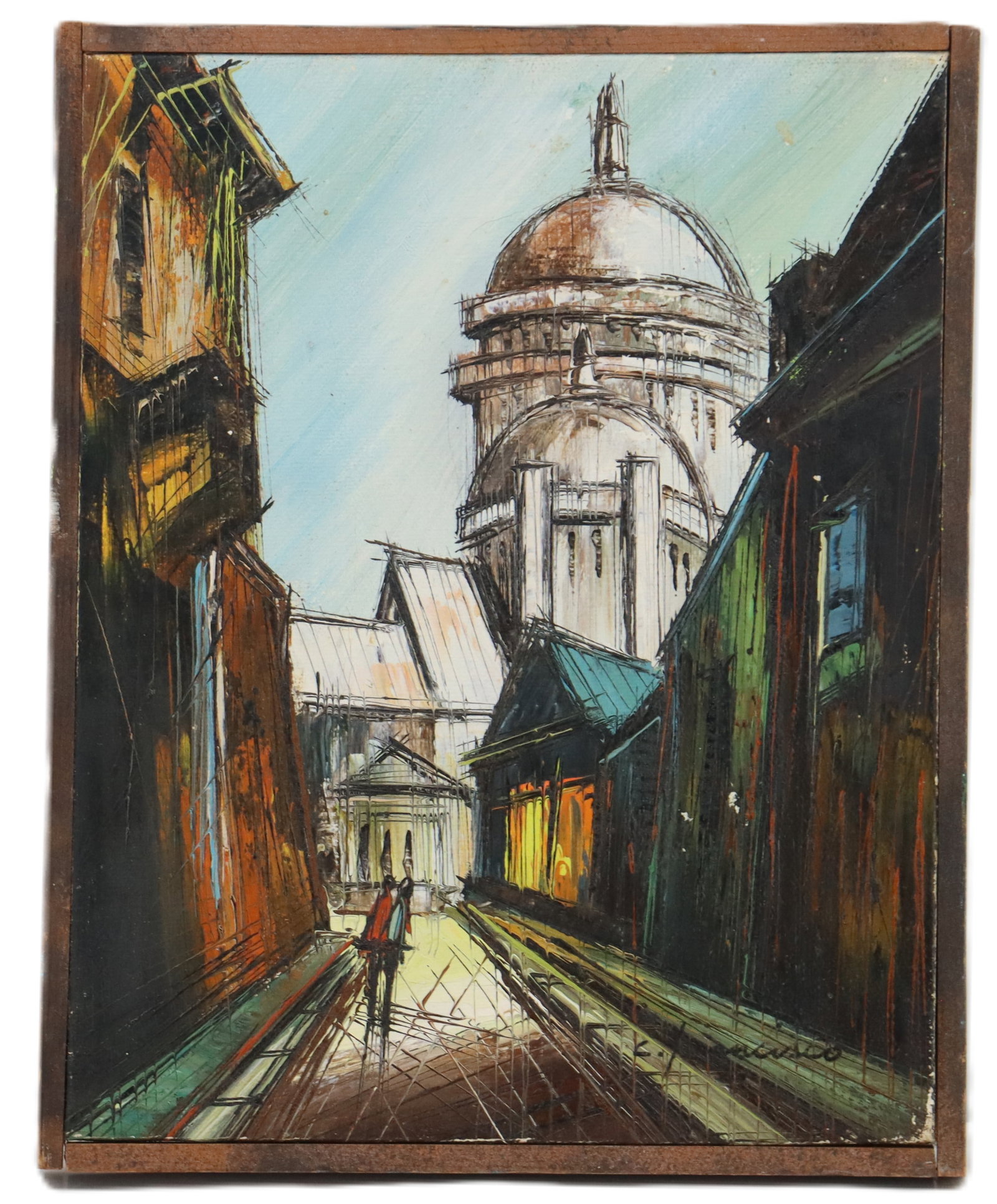 C. Francisco, Mid Century Oil Painting of a Paris Street Scene in Montmartre with Sacre Coeur (1 of 9)