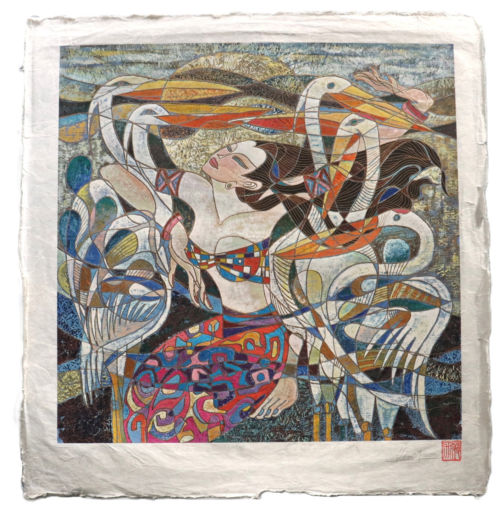 Jiang Li (20th/21st Century) Chinese, Serigraph, "Solo Flight": Jiang Li, 20th/21st Century Chinese, Serigraph, "Solo Flight". Signed in pencil. Emerging from China's Cultural Revolution, Jiang Li, a painter of the Yunnan School, is part of the second wave of Yunn