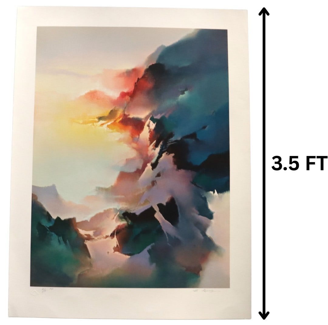 Hong Leung (Born 1933) Chinese, Serigraph Printer's Proof 4/5, "Rainbow Mountain": Hong Leung (Born 1933) Chinese, Serigraph Printer's Proof 4/5, "Rainbow Mountain". Signed in pencil lower right. Numbered lower left. Born on May 14th, 1933, in Canton, China, Ken Hong Leung moved to 