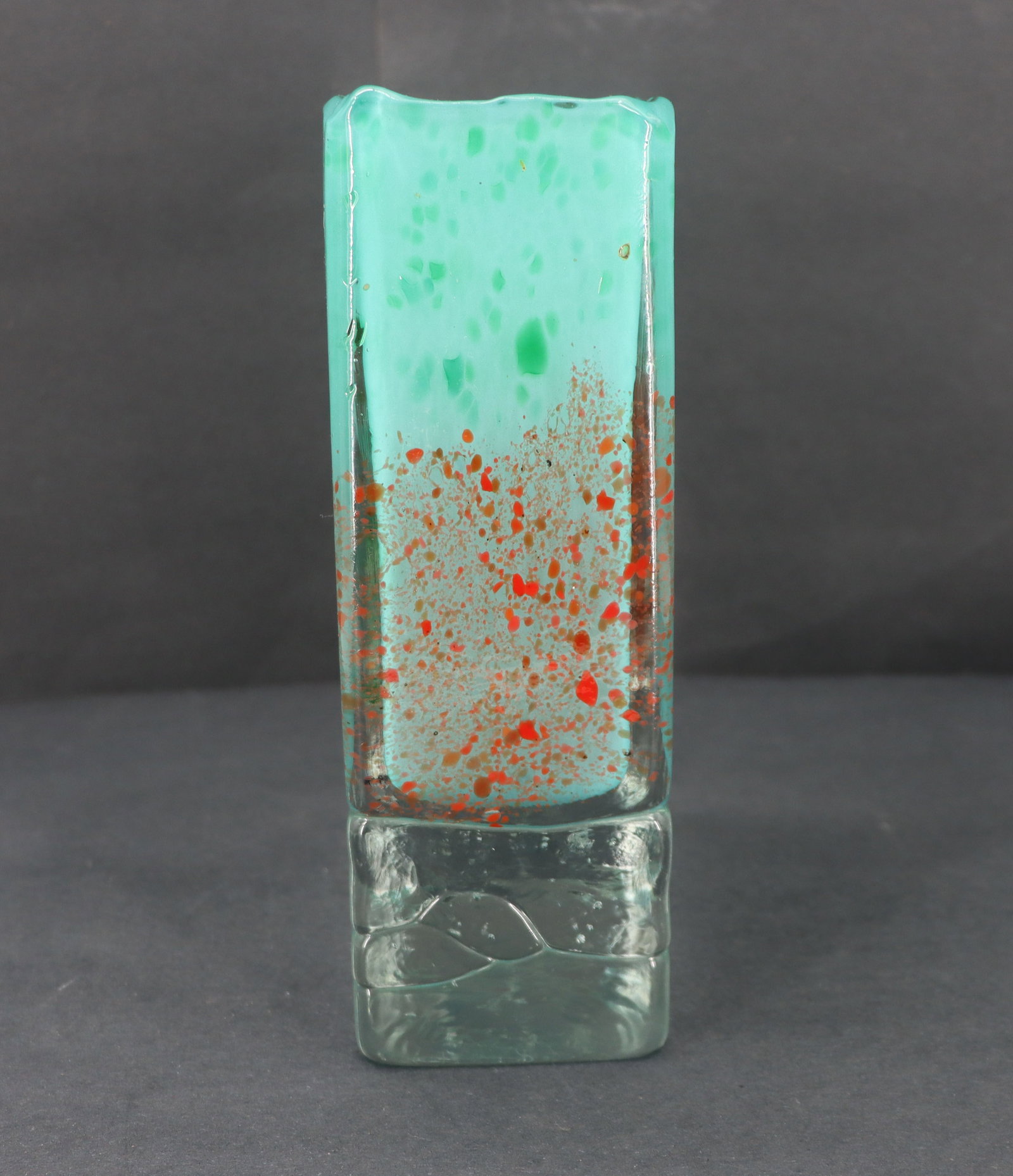 Signed Rectangular Art Glass Vase - 5