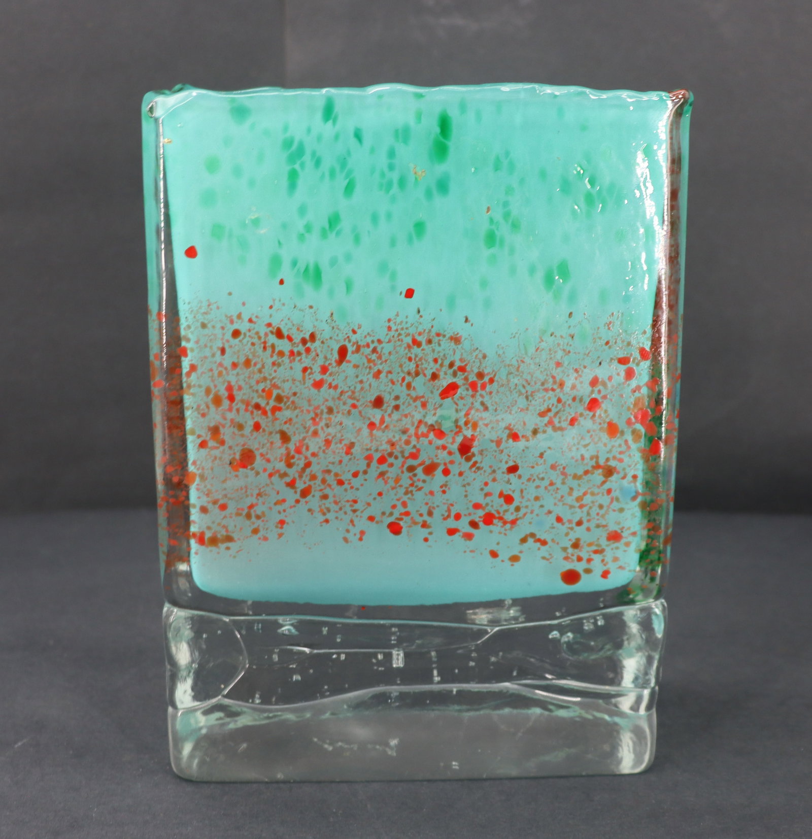 Signed Rectangular Art Glass Vase - 6