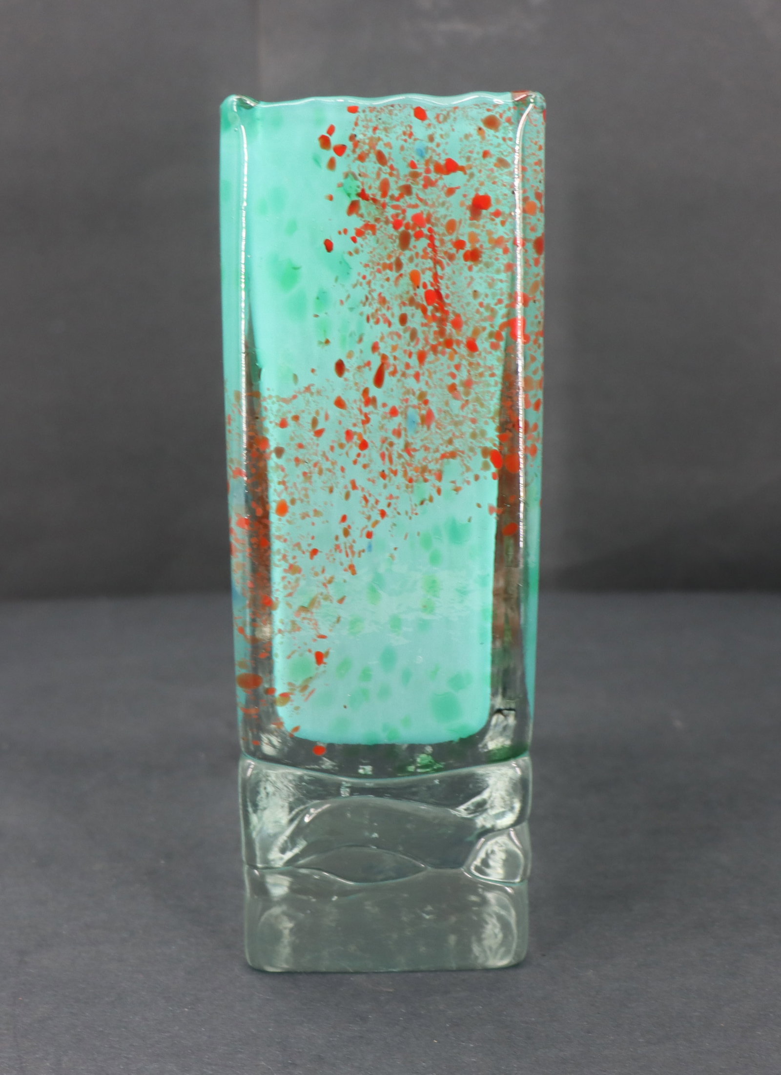 Signed Rectangular Art Glass Vase - 7